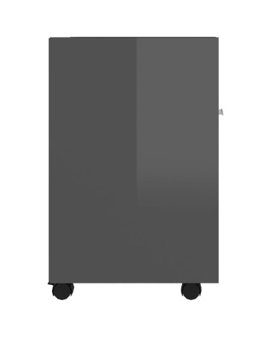 Armoire latérale avec roues Gris brillant 33x38x60 cm Aggloméré