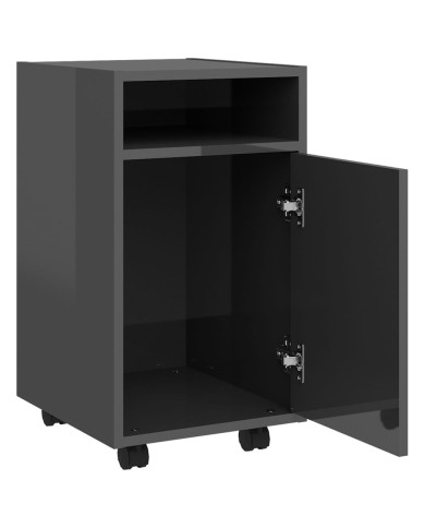 Armoire latérale avec roues Gris brillant 33x38x60 cm Aggloméré