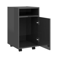 Armoire latérale avec roues Gris brillant 33x38x60 cm Aggloméré