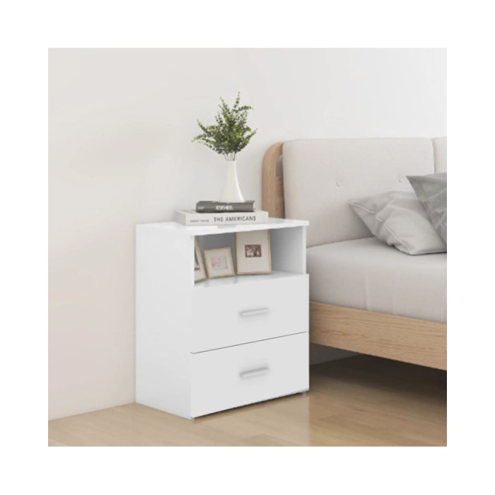 Tables de chevet 2 pcs Blanc brillant 50x32x60 cm