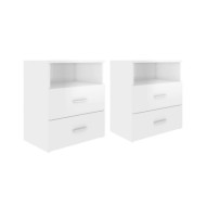 Tables de chevet 2 pcs Blanc brillant 50x32x60 cm