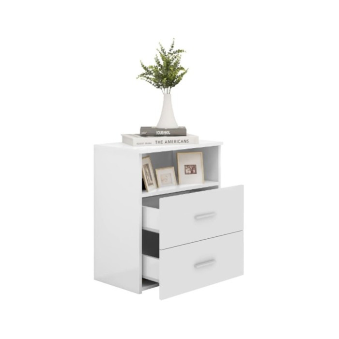 Tables de chevet 2 pcs Blanc brillant 50x32x60 cm
