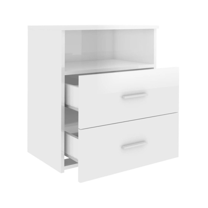 Tables de chevet 2 pcs Blanc brillant 50x32x60 cm