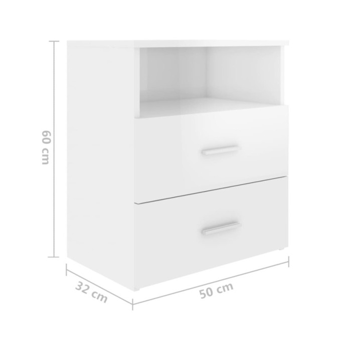 Tables de chevet 2 pcs Blanc brillant 50x32x60 cm