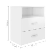 Tables de chevet 2 pcs Blanc brillant 50x32x60 cm