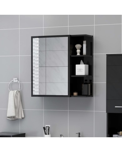 Armoire à miroir de bain Noir brillant 62,5x20,5x64cm Aggloméré