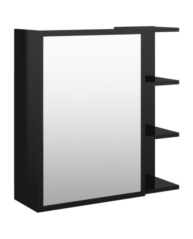 Armoire à miroir de bain Noir brillant 62,5x20,5x64cm Aggloméré