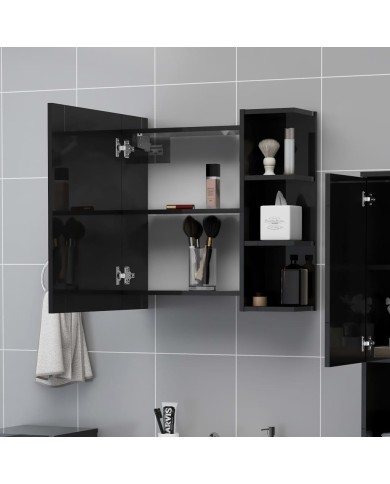 Armoire à miroir de bain Noir brillant 62,5x20,5x64cm Aggloméré