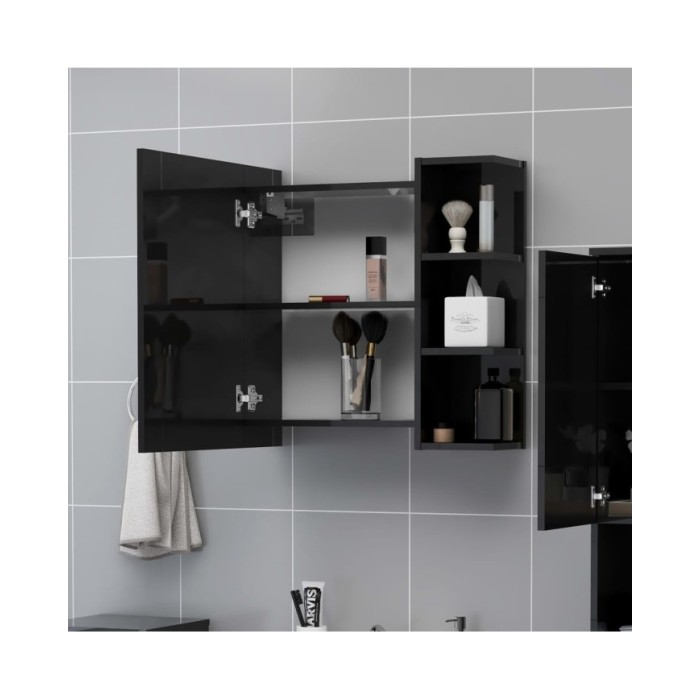 Armoire à miroir de bain Noir brillant 62,5x20,5x64cm Aggloméré