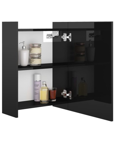 Armoire à miroir de bain Noir brillant 62,5x20,5x64cm Aggloméré