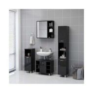 Armoire à miroir de bain Noir brillant 62,5x20,5x64cm Aggloméré