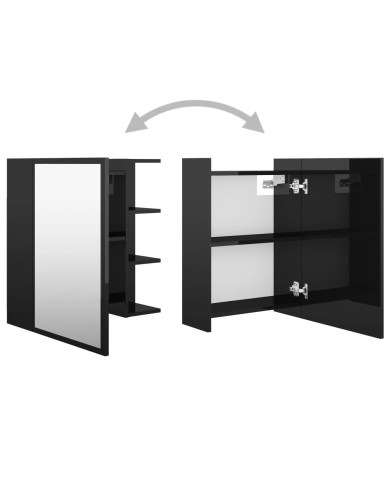 Armoire à miroir de bain Noir brillant 62,5x20,5x64cm Aggloméré