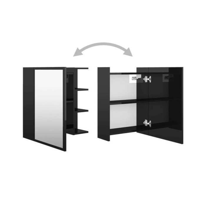 Armoire à miroir de bain Noir brillant 62,5x20,5x64cm Aggloméré