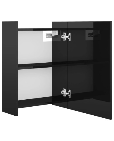 Armoire à miroir de bain Noir brillant 62,5x20,5x64cm Aggloméré
