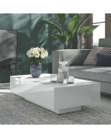 Table basse Blanc brillant 115x60x31 cm Aggloméré