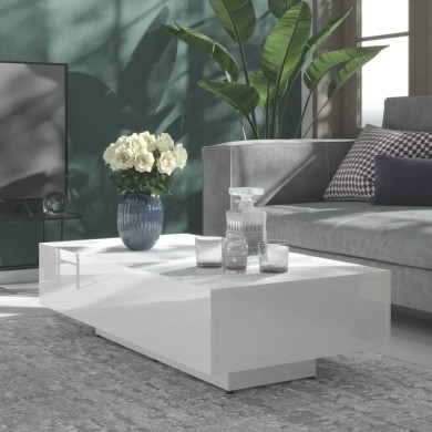 Table basse Blanc brillant 115x60x31 cm Aggloméré