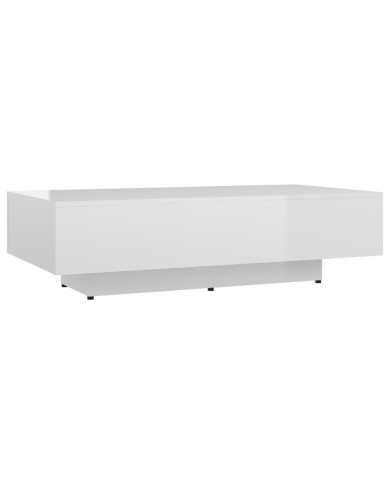 Table basse Blanc brillant 115x60x31 cm Aggloméré