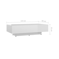 Table basse Blanc brillant 115x60x31 cm Aggloméré