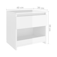 Table de chevet Blanc brillant 40x30x39 cm Aggloméré