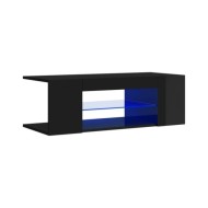 Meuble TV avec lumières LED Noir brillant 90x39x30 cm