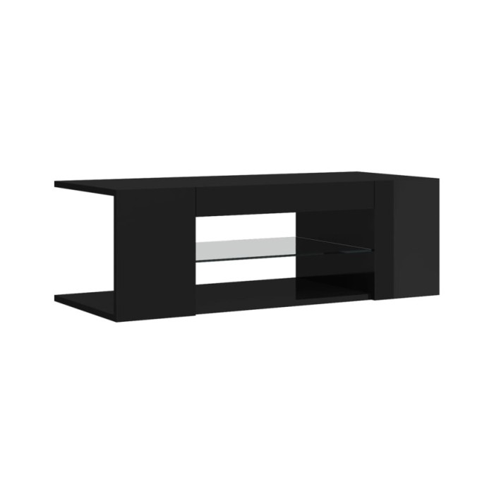 Meuble TV avec lumières LED Noir brillant 90x39x30 cm