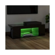 Meuble TV avec lumières LED Noir brillant 90x39x30 cm