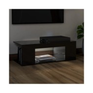 Meuble TV avec lumières LED Noir brillant 90x39x30 cm