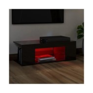 Meuble TV avec lumières LED Noir brillant 90x39x30 cm
