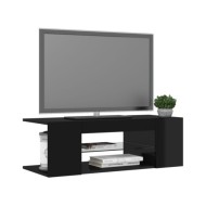 Meuble TV avec lumières LED Noir brillant 90x39x30 cm