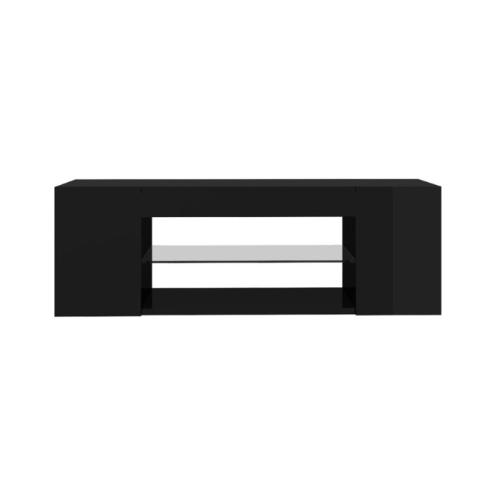 Meuble TV avec lumières LED Noir brillant 90x39x30 cm