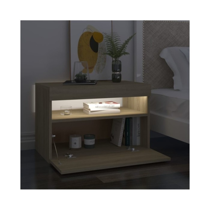 Meuble TV avec lumières LED Chêne sonoma 60x35x40 cm