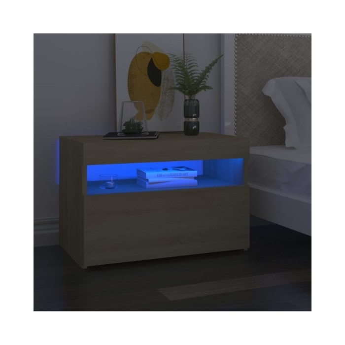 Meuble TV avec lumières LED Chêne sonoma 60x35x40 cm