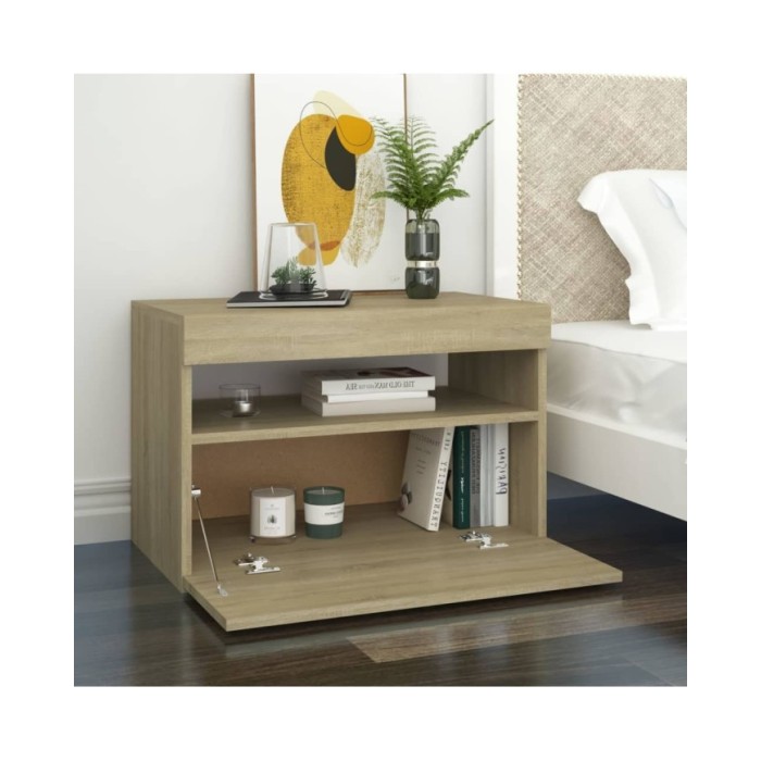 Meuble TV avec lumières LED Chêne sonoma 60x35x40 cm