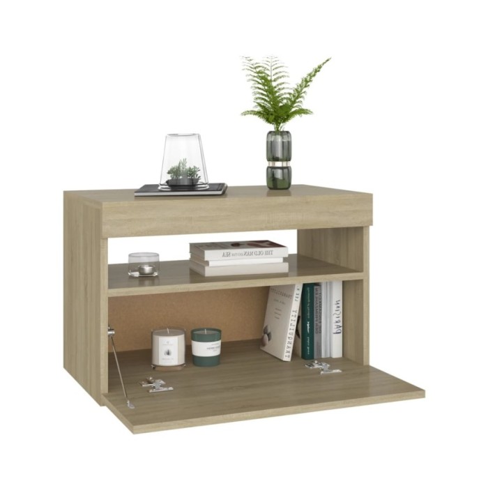 Meuble TV avec lumières LED Chêne sonoma 60x35x40 cm