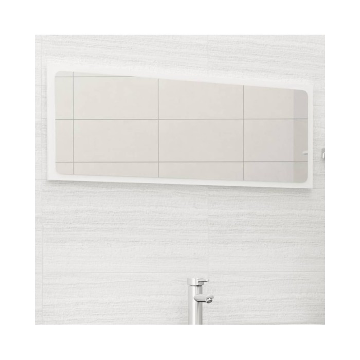 Miroir de salle de bain Blanc brillant 100x1,5x37 cm Aggloméré