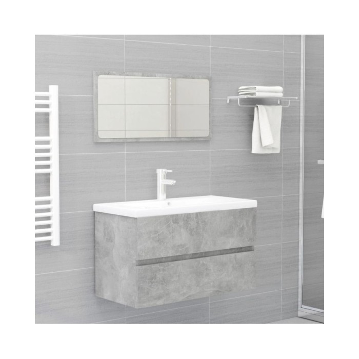 Ensemble de meubles de salle de bain 2 pcs Gris béton Aggloméré