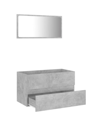Ensemble de meubles de salle de bain 2 pcs Gris béton Aggloméré