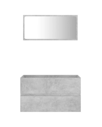 Ensemble de meubles de salle de bain 2 pcs Gris béton Aggloméré