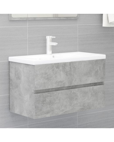 Ensemble de meubles de salle de bain 2 pcs Gris béton Aggloméré