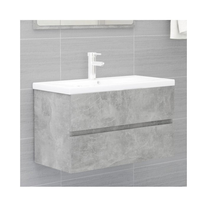 Ensemble de meubles de salle de bain 2 pcs Gris béton Aggloméré