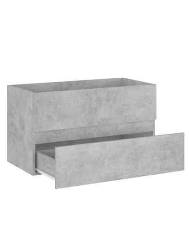Ensemble de meubles de salle de bain 2 pcs Gris béton Aggloméré