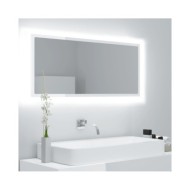 Miroir à LED de bain Blanc brillant 100x8,5x37 cm Aggloméré
