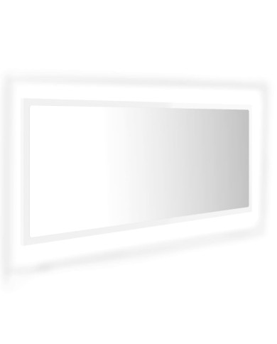 Miroir à LED de bain Blanc brillant 100x8,5x37 cm Aggloméré