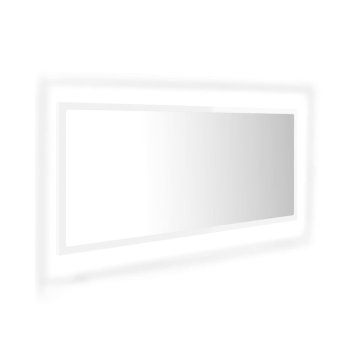 Miroir à LED de bain Blanc brillant 100x8,5x37 cm Aggloméré