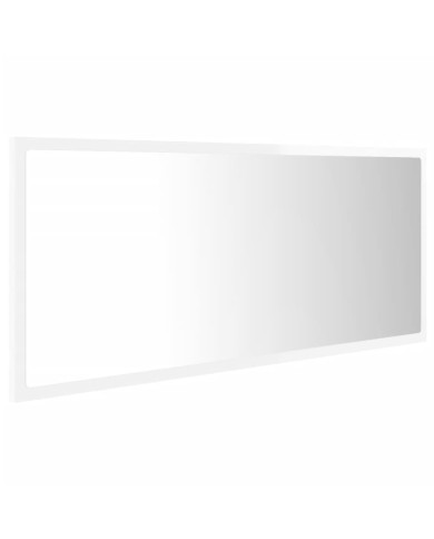 Miroir à LED de bain Blanc brillant 100x8,5x37 cm Aggloméré