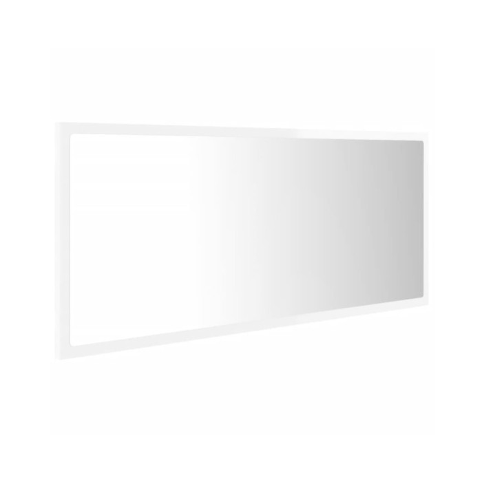 Miroir à LED de bain Blanc brillant 100x8,5x37 cm Aggloméré