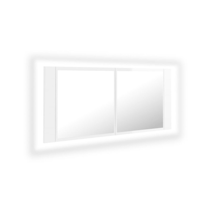 Armoire à miroir de bain à LED Blanc brillant 100x12x45 cm