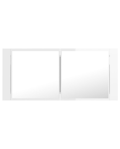 Armoire à miroir de bain à LED Blanc brillant 100x12x45 cm