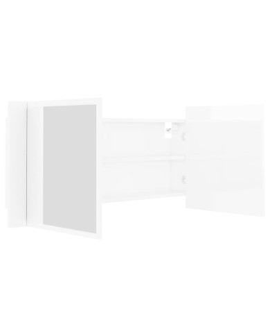 Armoire à miroir de bain à LED Blanc brillant 100x12x45 cm