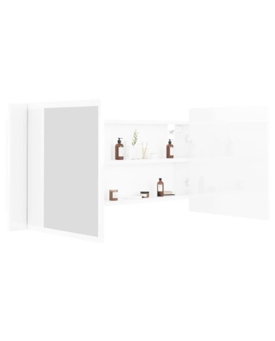 Armoire à miroir de bain à LED Blanc brillant 100x12x45 cm